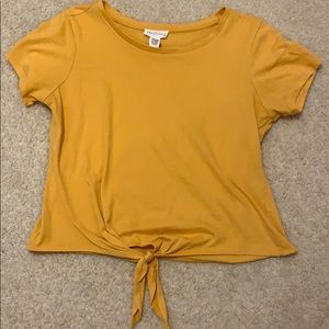 Full Tilt Girls Yellow tie-front knot shirt
